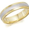 Hot * 9Ct Two Colour Gold Satin And Polished Wedding Ring 5Mm Size H Only Z50406 Limit Offer