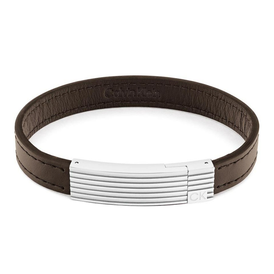 Online * Calvin Klein 35000268 Brown Leather Bracelet A9415 Best Guaranteed