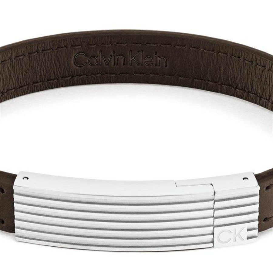 Online * Calvin Klein 35000268 Brown Leather Bracelet A9415 Best Guaranteed