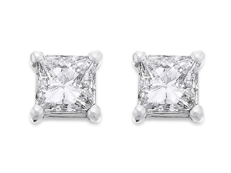 Best * 18Ct White Gold Diamond Solitaire Stud Earrings 1.01Ct Per Pair I/I2 H1052 Outlet