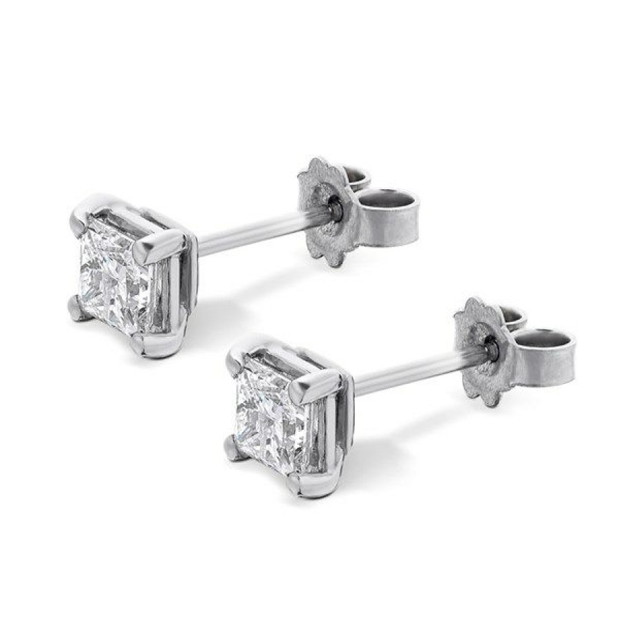 Best * 18Ct White Gold Diamond Solitaire Stud Earrings 1.01Ct Per Pair I/I2 H1052 Outlet