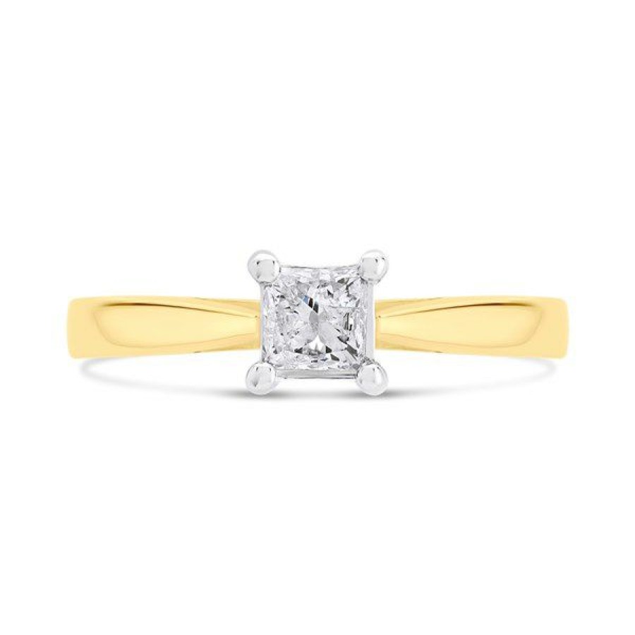 New * 18Ct Gold Princess Cut Diamond Solitaire Ring 35Pts Agi Certificated D0414 Reasonable Price